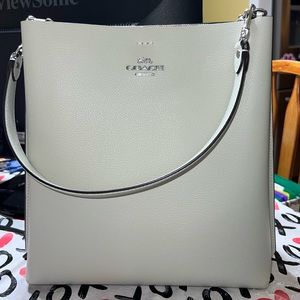 New Coach Mollie Bucket Bag With Signature Canvas Interior in Silver/Light Sage